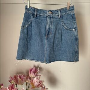 NWOT Free People Pleated Denim Blue Mini Skirt Size:26